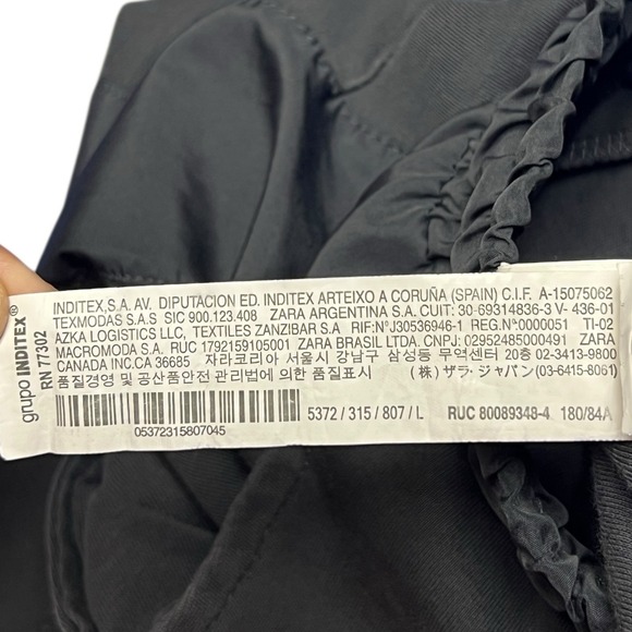 Zara Jogger Pants Size Large Charcoal Gray Gathered High Rise Athleisure Pull On - Picture 9 of 13